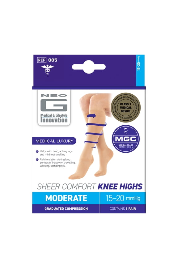 Compression Socks 15-20mmHg Energizing Knee Highs Sheer - M