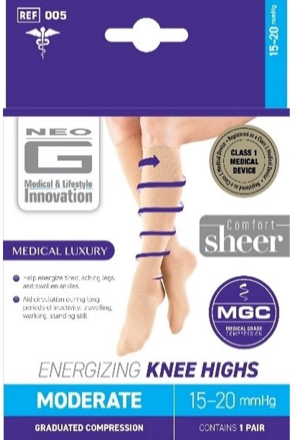 Compression Socks 15-20mmHg Energizing Knee Highs Sheer - M