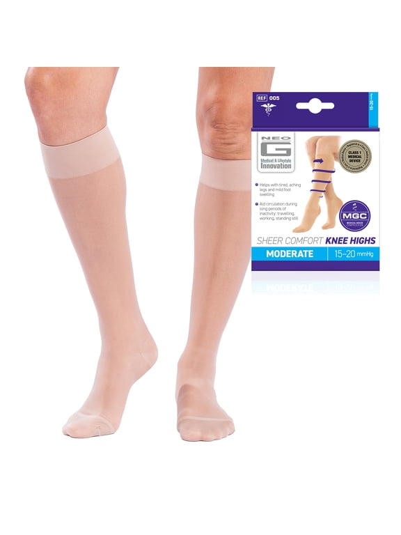 Sheer Comfort Knee Highs 15 - 20mmHg X Large - Tan