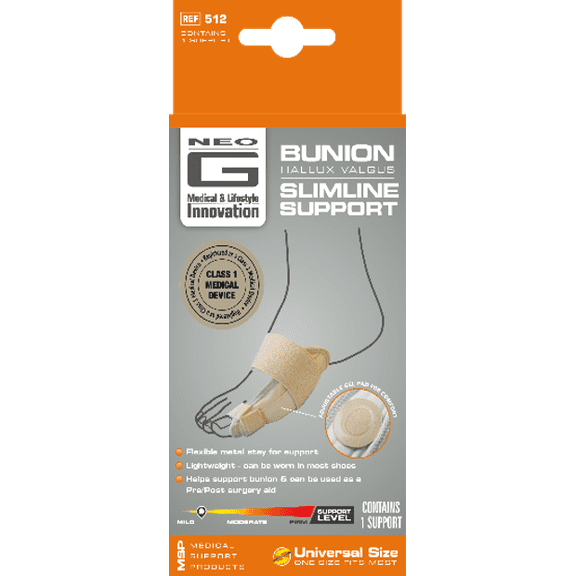 Neo G Slimline Bunion Support with Flexible Metal Stay, Breathable Material, Lightweight Design FSA/HSA Eligible