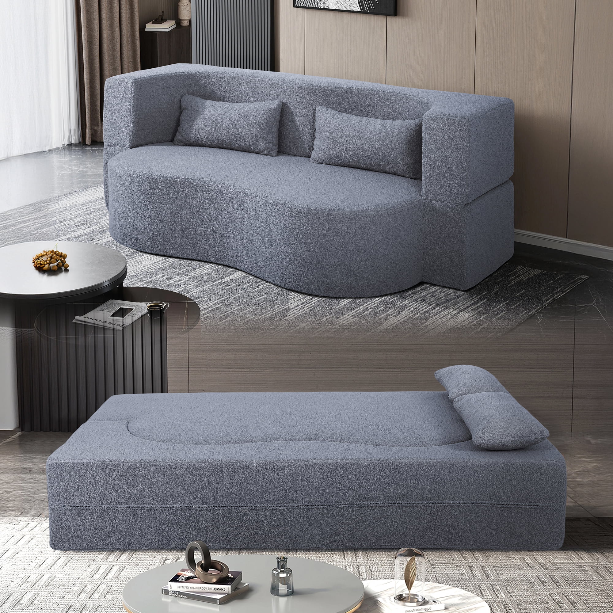 NeoKo 2 in 1 Convertible Folding Sofa Bed, Full Size Folding Loveseat ...