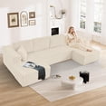 thumbnail image 1 of NeoKo Cloud Couch Sectional Modular Sofa, 132" Comfy Boneless Sectionals for Living Room, Modern Plush Memory Foam U Shaped Sofa Corduroy Sectional Floor Couch with Chaise Lounge, Beige, 1 of 8