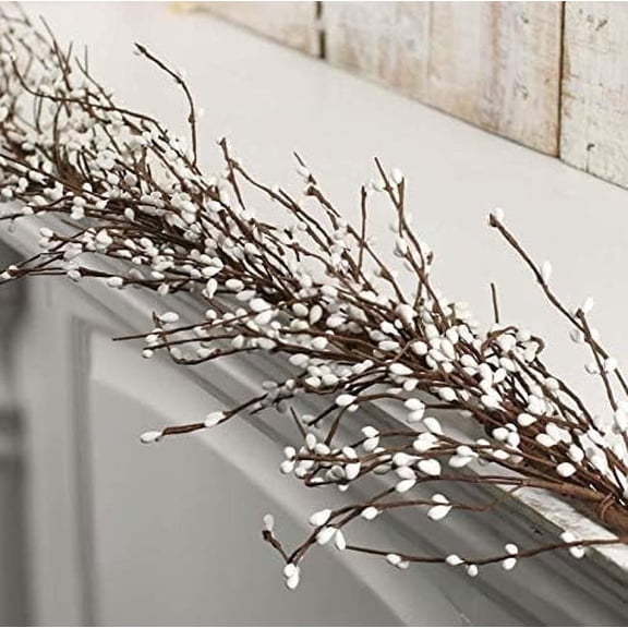 NeoL'artes 60 inch White Pip Berry and Burlap Rustic Garlands for Holiday Home Decor and Craft (White)