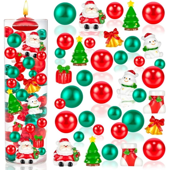 NeoMart - 100Pcs Christmas Vase Filler Decorations, Red and Green Floating Vase Fillers for Table Centerpieces Decor