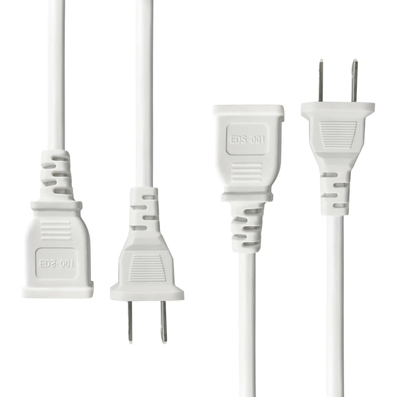 NeoMart-10FT Polarized  2-Prong Male to Female Extension Power Cable,18AWG 10A 125W Outdoor Flat White Extension Cord Indoor Use TV, Christmas Lights,Lamps,Safety Camera & Small Appliances (2 Pack)