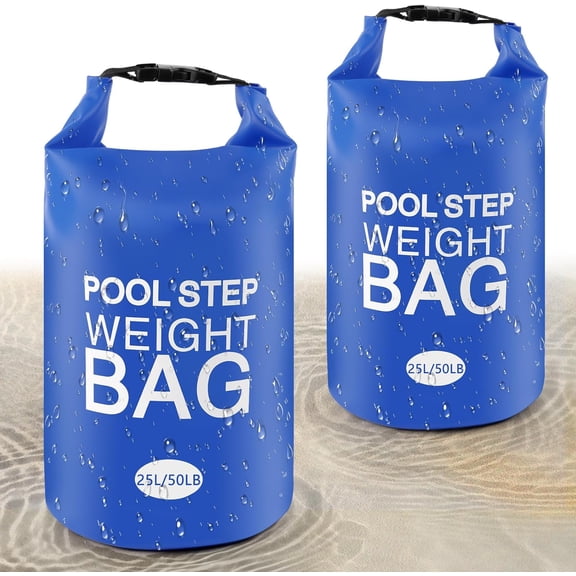 NeoMart 2 Pack Universal Pool Step Weights, 25L/50LB No Breaken Pool Ladder Weights for Above Ground Pools, Waterproof Pool Sand Stair Weights for Pool Steps, Easy&Quick Fill Sand (Blue)