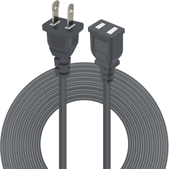 NeoMart-2 Prong Polarized Grey Extension Cord 9 feet Thin Power Cable Male to Female for Indoor/Home Use, Slim Design 625W,5A (1Pack)
