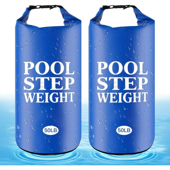 NeoMart-2Pcs Blue Pool Step Weights, 50LB PVC Waterproof Swimming Pool Ladder Weights Sand Bags Foldable Pool Stair Weights for In Ground and Above Ground Pools