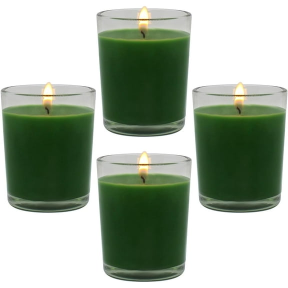 NeoMart - 4 Packs Unscented Green Votive Candles in Glass, 2 Inch Natural Soy Wax Scentless Candles for St. Patrick's Day Wedding Party Home Holidays Relaxation Spa, 12-15 Hour Burning Time