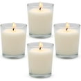 thumbnail image 1 of NeoMart - 4 Packs Unscented White Votive Candles in Glass, 2 Inch Natural Soy Wax Scentless Candles for Christmas Wedding Party Home Decor Holidays Relaxation Spa, 12-15 Hour Burning Time, 1 of 13