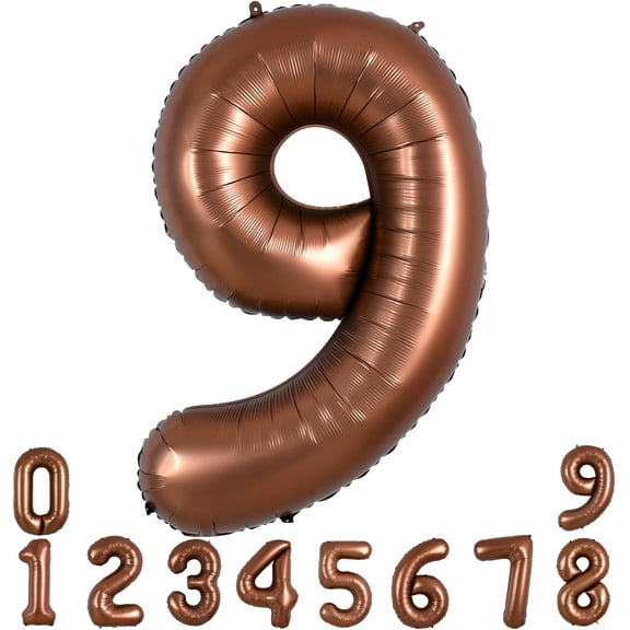 NeoMart 40 Inch Coffee Brown Large Numbers Balloon 0-9 Birthday Party Decorations,Big Chocolate Number 9 Foil Balloon Digital 9 for Birthday Party,Bridal Shower,Engagement,Anniversary,Baby Shower