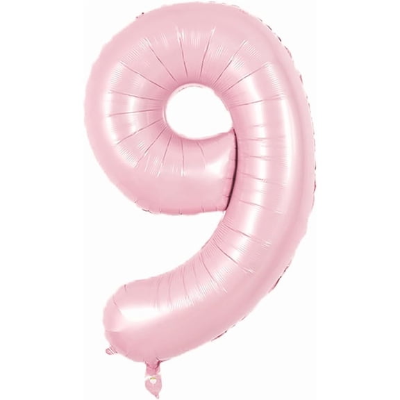 NeoMart 40 Inch Pastel Pink Number 9 Balloon with Pink Bow Balloon Big Pink Digital 9 Balloon for Girl's Birthday Party Wedding Bridal Shower Engagement Anniversary Photo Shoot Supplies