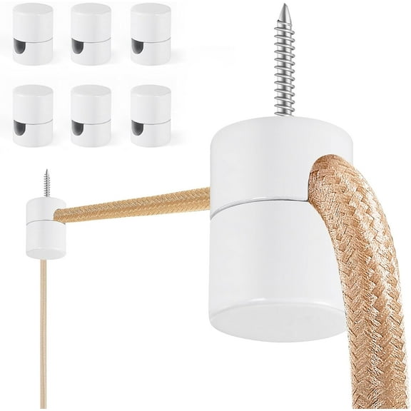 NeoMart-6 Pack Aluminum Swag Hooks for Ceiling Hanging, Swag Hook Super Load, White Ceiling Hooks for Hanging Lights, Ceiling Hook, Modern Ceiling Hooks for Pendant Light- Easy to Use