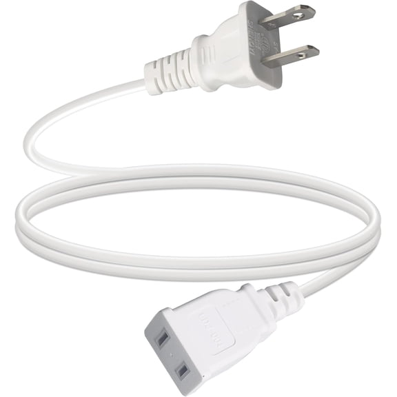 NeoMart-6FT Indoor Power Extension Cord, NISPTt 2 18 AWG 2 Prong 1250W 10A Polarized Plug Christmas Light Thin Flat Extension Cord for TV, Home Office Travel Use, White Cords (1 Pack)