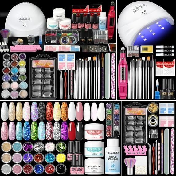 NeoMart - Acrylic Nail Kit for Beginners with Everything ,Professional Nail Kit Acrylic Set with Drill U V Light 21Pc Glitter Powder Gel Polish Decorations Gel Nail Gift Set for Home Salon