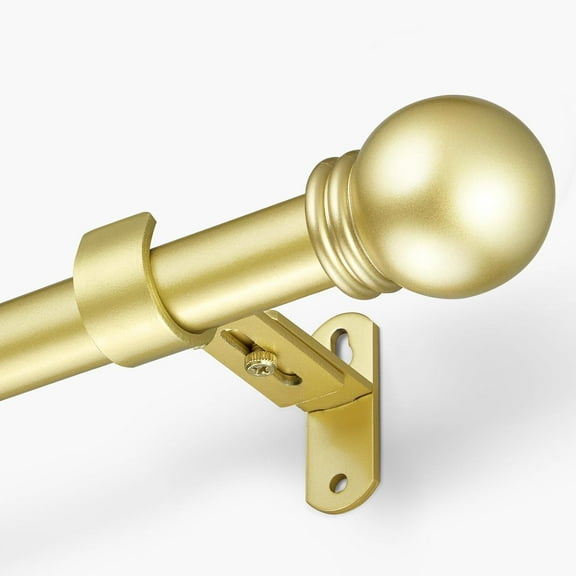 NeoMart Curtain Rods for Windows 16 to 136 Inches, Curtain Rod Max Adjustable Length of 144 IN, 1" Diameter Drapery Rods Round Finials, Warm Gold, Pack of 1