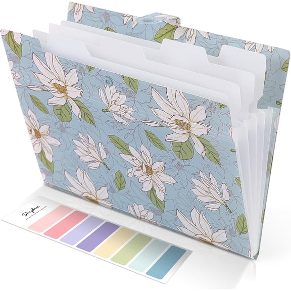 NeoMart - Expanding File Folder with 5 Pockets, Accordion File Organizer,Portable Receipt Paper Documents Organizer,Letter Size Filing Folder School Office Supplies,Sky Blue