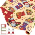 thumbnail image 1 of NeoMart-Kraft Christmas Wrapping Paper Rolls Set,Brown Vintage Retro Cute Kids Heavy Duty Premium Traditional Gift Wrap,ChristmasStocking,Santa,Snowman,Reindeer,Angel,Plaid Reversible,Total 28.5sq.ft, 1 of 12