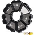 thumbnail image 1 of NeoMart Large Pill Organizer 7 Day, Pretty Weekly Pill Box Case, Cute Girly Medicine Dispenser Container for Vitamin, Gummy, Medication, Supplement (Black), 1 of 12