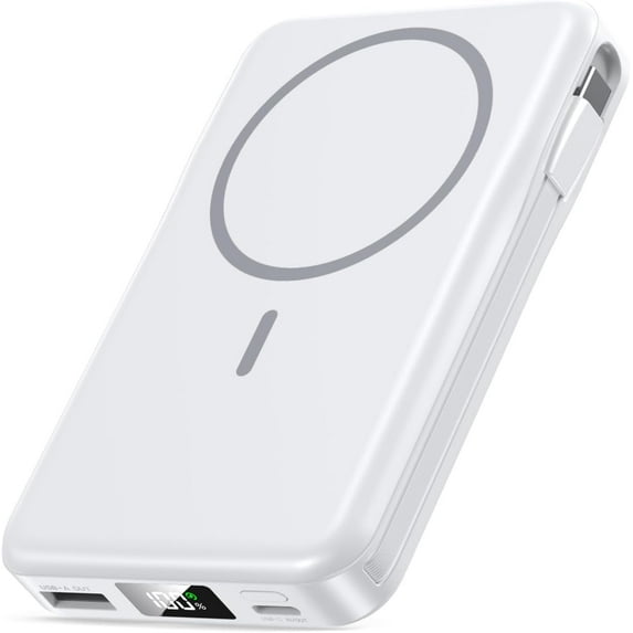 NeoMart Magnetic Portable Charger,10000mAh Power Bank,5 in 1 Portable Charger with Built in Cable,20W Fast Charging for Magsafe Battery Pack Compatible with iPhone 16/15/14/13 Pro/Max,Samsung Series