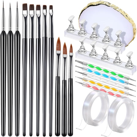 NeoMart-Nail Art Brushes, Nail Brush Set With Nail Stand, Nail Holder For Painting Nails, Nail Art Tools, Nail Design Tools, 11PCS Nail Brushes For Nail Art, 5PCS Nail Dotting Tool, Nail Art Palette