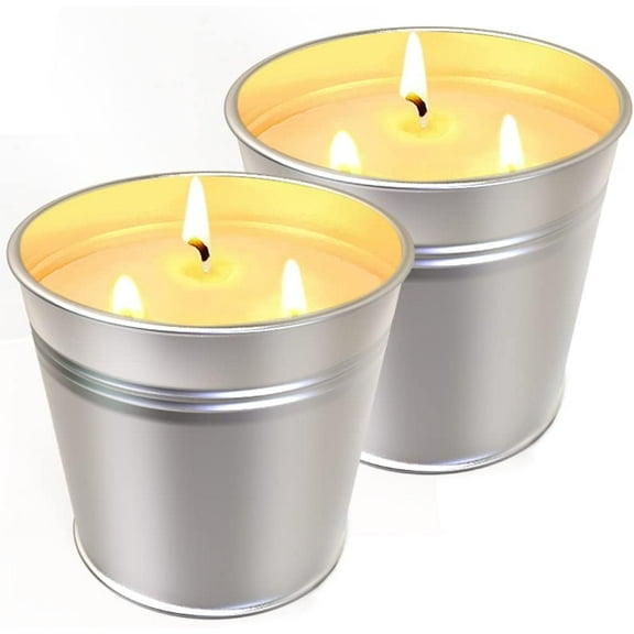 NeoMart - Packs Large Citronella Candles Outdoor Indoor, Wicks Soy Wax Candles for Patio Yard Home, Good for Summer Gift Silver 20oz (Pack of 2)