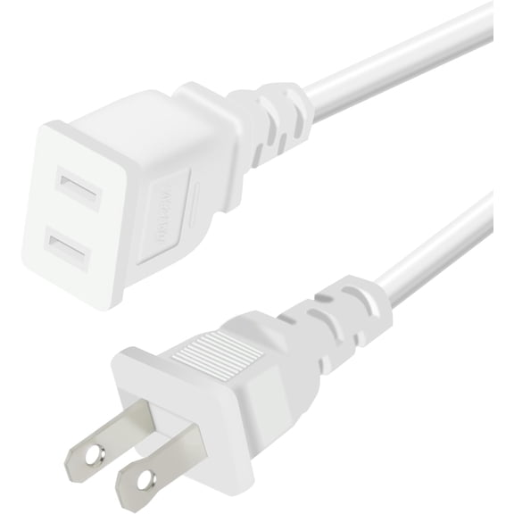 NeoMart-Short Indoor Extension Cord 6FT 2 Prong Polarized US AC Power Cable Male to Female, 5A 1250W for Outdoor Use, Thin Flexible Design for Holiday Lights, Lamps,Cameras & Small Appliances (1Pack)