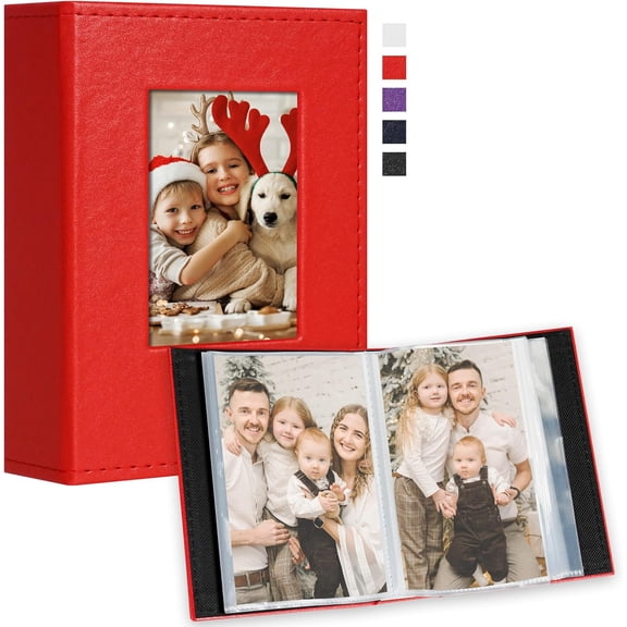 NeoMart - Small Photo Album 4x6 holds 100 Photos 2 Pack, Mini Baby Photo Album Leather Cover for Gifts Wedding Family, Red