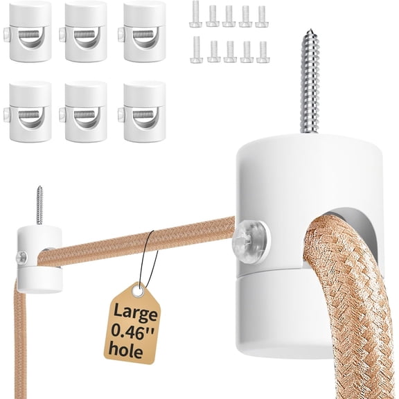 NeoMart-Upgrade 0.46’’ Big Hole Ceiling Hooks for Hanging Lights,Aluminum Ceiling Hook for Light Fixture, White Adjustable Swag Hook, Pendant Lights Hook, Swag Hooks for Hanging Lamp Shades (6 Pack)