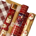 thumbnail image 1 of NeoMart-Vintage Santa Christmas Wrapping Paper 3 Rolls Set,Red Burgundy Retro Kids Heavy Duty Premium Traditional Gift Wrap,Cute from North Pole,Matte Gold Snowflake Plaid Reversible,Total 48.6sq.ft, 1 of 11
