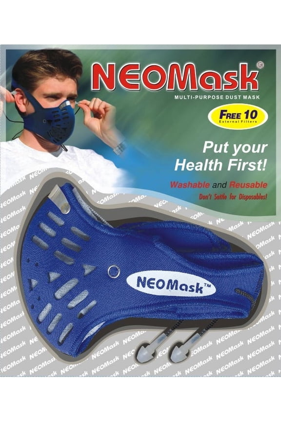 NeoMask - Neoprene Mask with 2 Carbon Filters and 10 External filters
