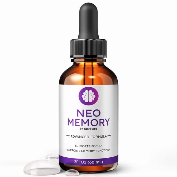 NeoMemory Drops Neo Memory Brain Formula for Memory, Focus, and Cognitive Support, Liquid for Mental Clarity, Easy 1-Drop Formula (30 Servings)