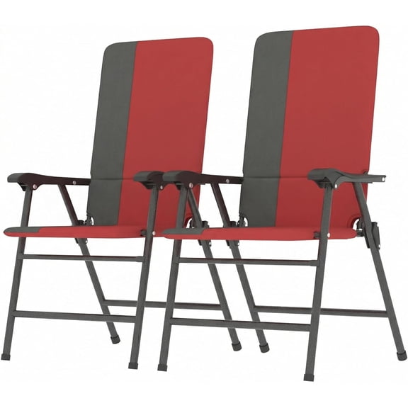 NeoNiches Folding Patio Chairs Set of 2 Padded High Back Armrests Red | Folding, 600D Oxford Fabric, Portable, Outdoor Camping Chair Set, Lawn, Deck, Garden, Backyard