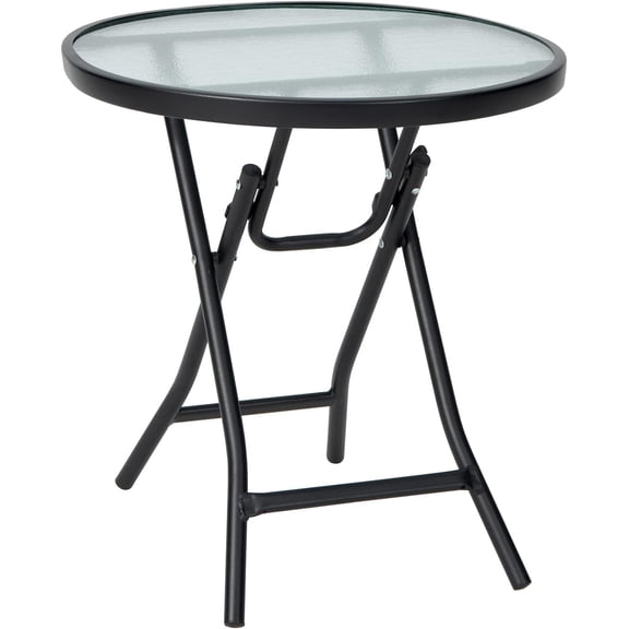 NeoNiches Patio Bistro Table, 18" Round Side Table with Tempered Glass Tabletop, Rustproof Frame and Stable X-Shaped Structure, Folding Side Table for Indoor and Outdoor Use