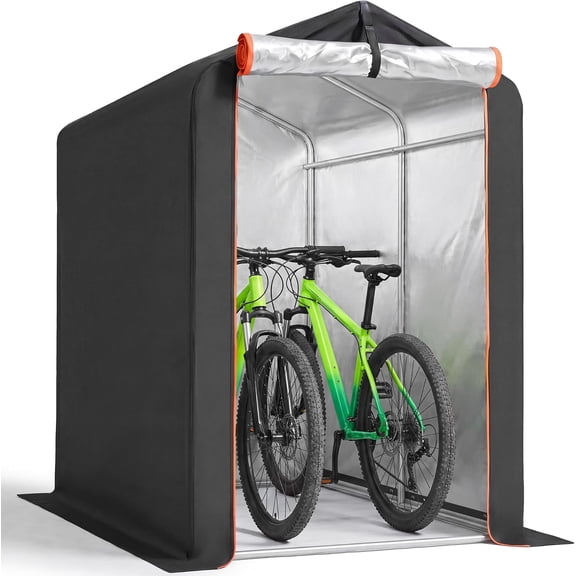 NeoNiches Small Bike Tent Storage Shed, 420D Oxford with Steel Frame,Black | 6’x3’ 5000PU Waterproof Anti-Collapse Easy Setup for 2 Bike,Garden Tool,Lawn Mower