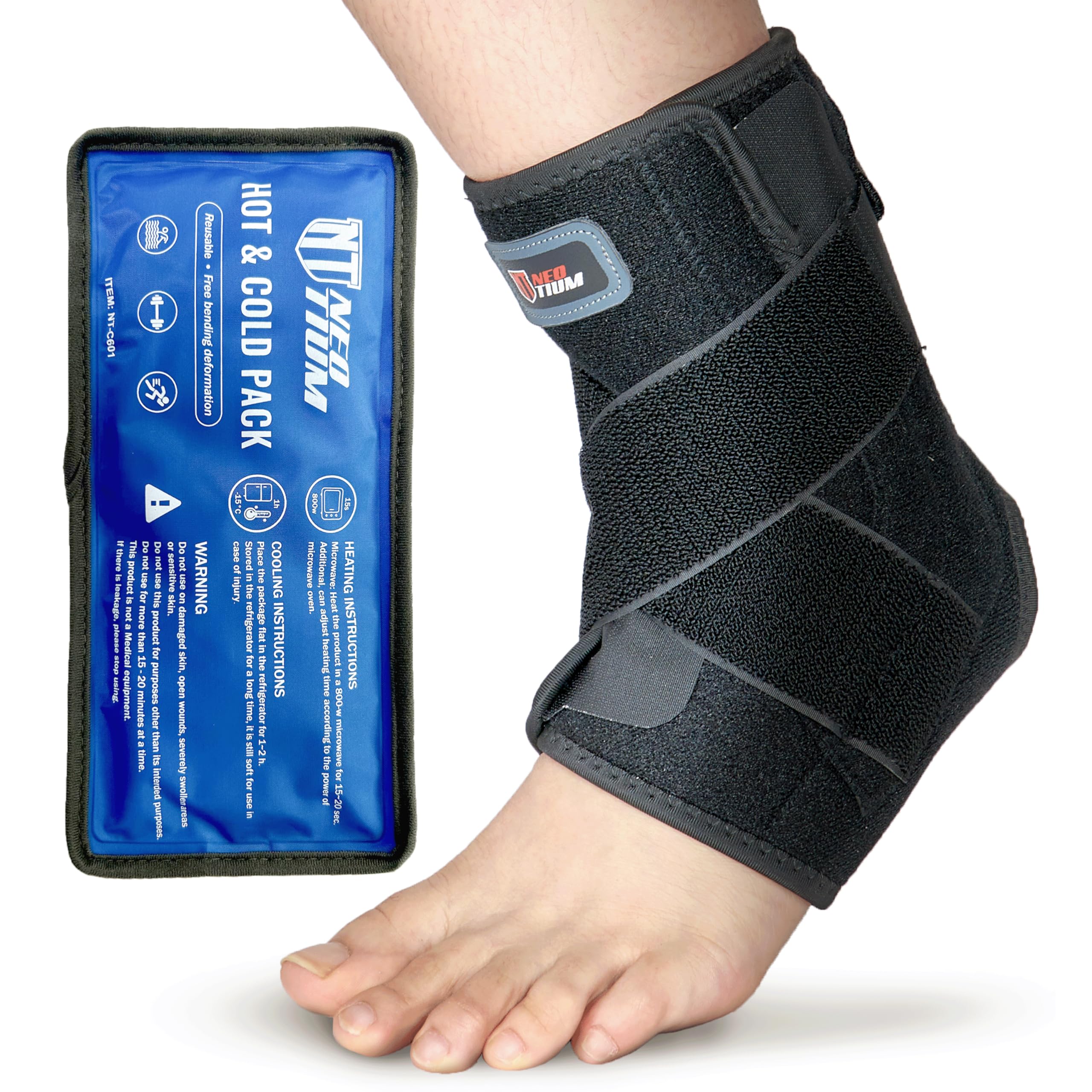 NeoTium Ankle Brace with Ice Pack Ultimate Support for Sprained Ankle