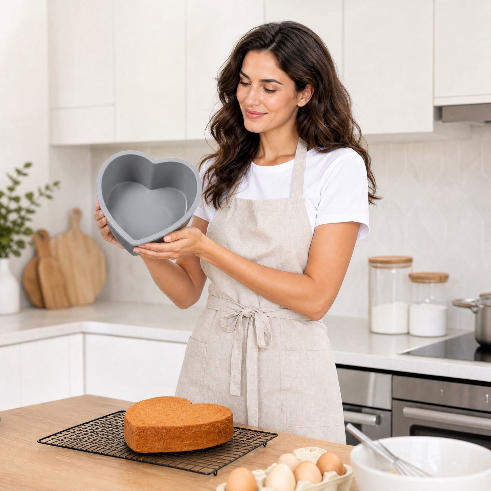 Neoargh 1 Pack Baking Silicone Heart Cake Pan Baking Mold, BPA Free ...