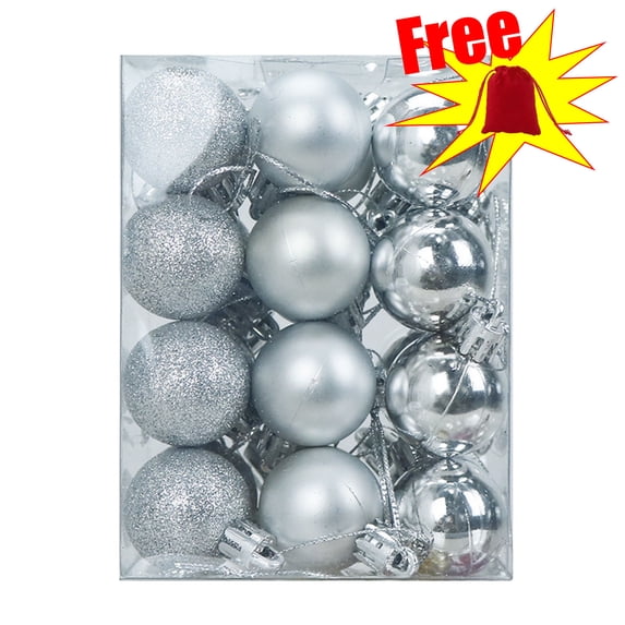Neoargh 24Pcs 2.36" Christmas Ball Ornaments, Small Hanging Ornament Decorations, Xmas Shatterproof Plastic Balls for Holiday Party Wreath Garlands Trees, Gray