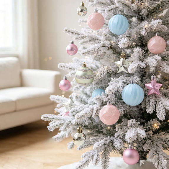 Neoargh 44 Pack Christmas Balls Ornaments, Macaron Shatterproof Christmas Ornaments Set, Xmas Seasonal Cute Hanging Pendants Gift Package for Tree Party Holiday Indoor Decor