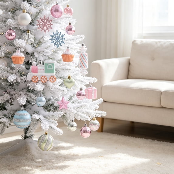 Neoargh 80 Pack Christmas Balls Ornaments, Macaron Shatterproof Christmas Ornaments Set, Xmas Seasonal Cute Hanging Pendants Gift Package for Tree Party Holiday Indoor Decor