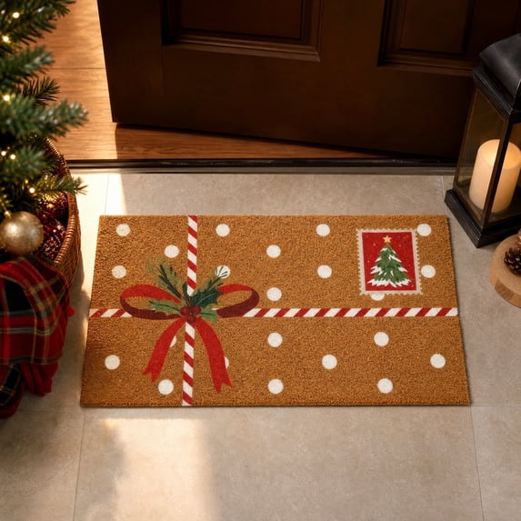Neoargh Christmas Doormat, Colorful Xmas Light Bulbs Welcome Floor Mat, Non-Slip Entrance Door Rugs for Indoor Outdoor Bathroom Decor, 15 x 23 Inch