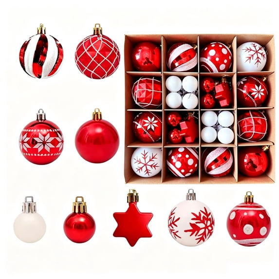Neoargh Christmas Ornaments Set Decorations, Christmas Tree Ornaments, Shatterproof Plastic Decorative Hanging Ball for Xmas Holiday Indoor Party Decor