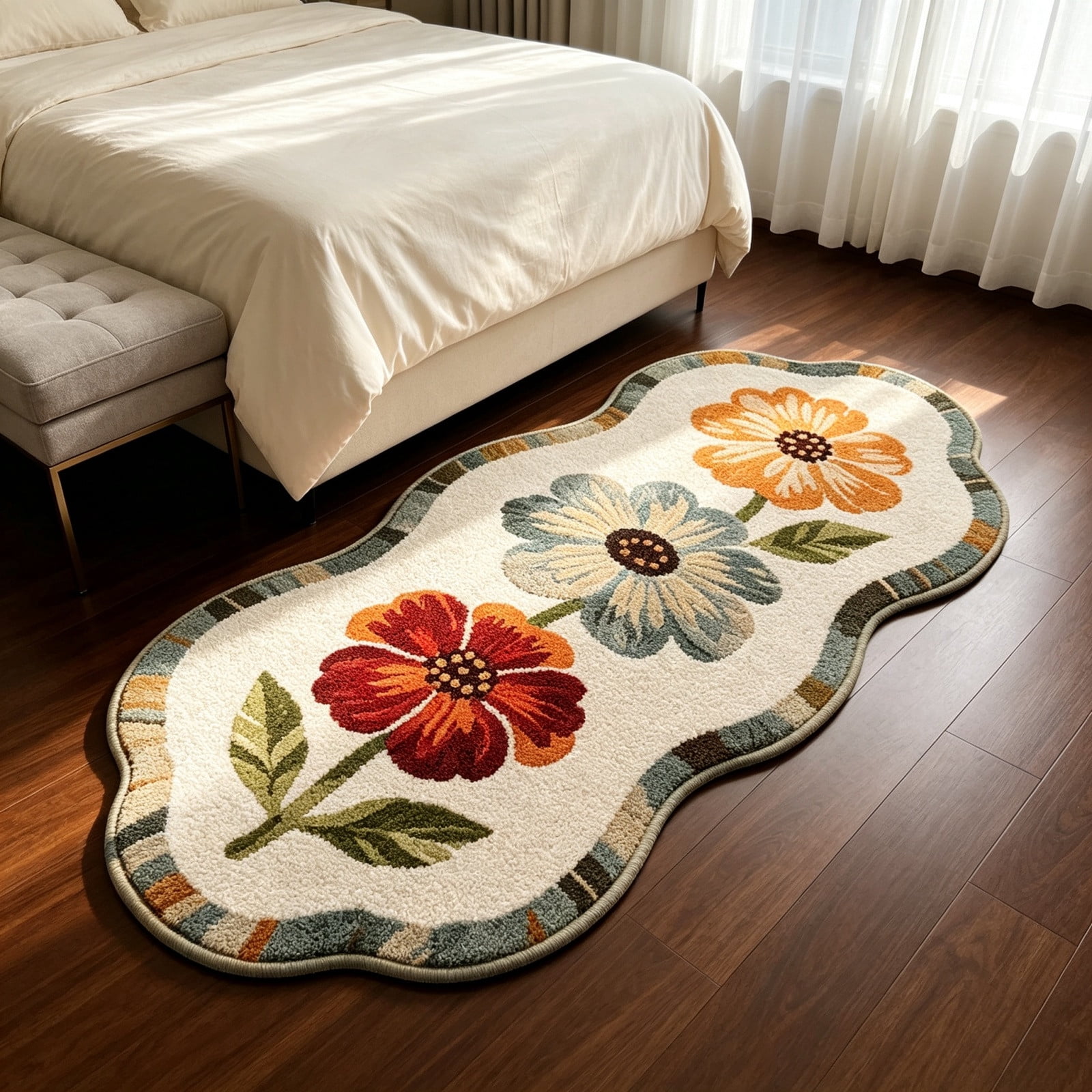 Neoargh Flower Shaped Rugs, Cute Tufted Floral Carpet, Soft Fluffy ...