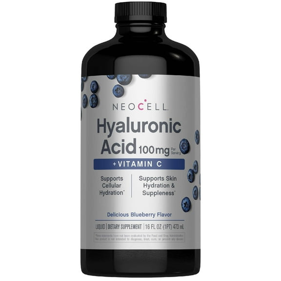 Hyaluronic Acid Liquid with Vitamin C | Blueberry Flavor | 16 Fl Oz | by NeoCell