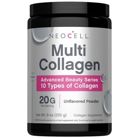 Super Multi Collagen Peptides Powder | 9oz Unflavored Powder | Skin, Hair and Nails | for Women and Men | by NeoCell
