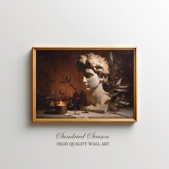 Neoclassical Bust Candle Dark Academia Still Life Vintage Greco-Roman