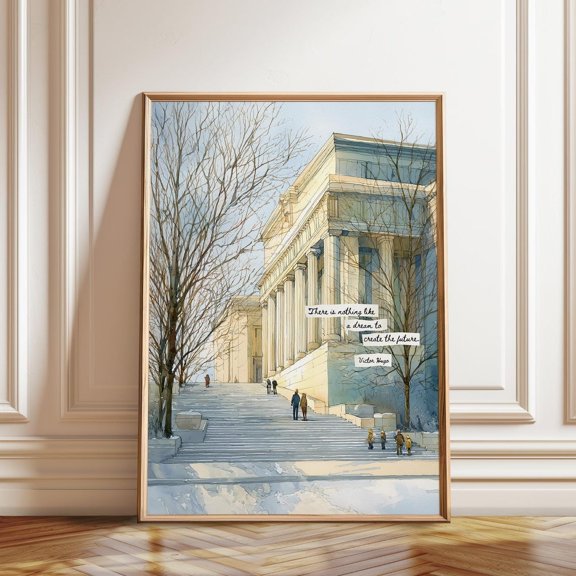 Neoclassical Columns Winter Quote Poster, Unframed Paper Poster 16x20in