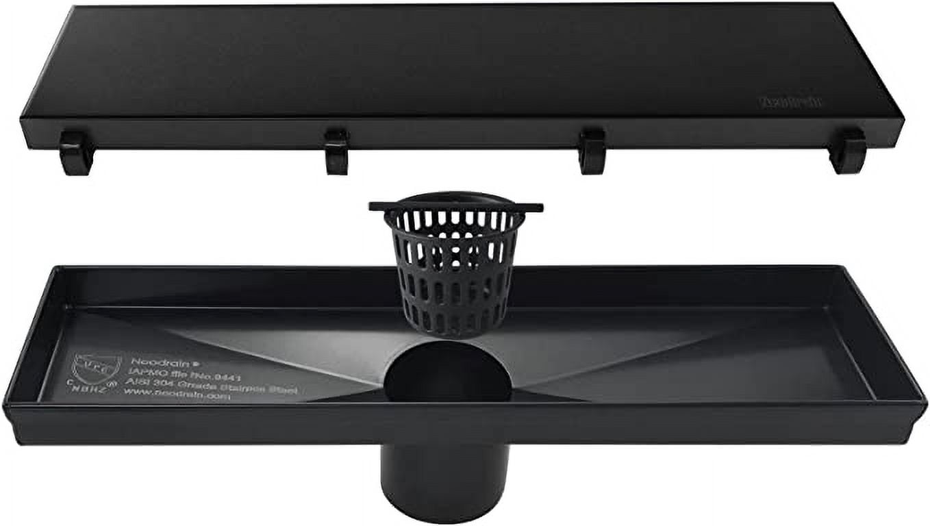 Neodrain 12-Inch Linear Shower Drain- with 2-in-1 Flat & Tile Insert ...