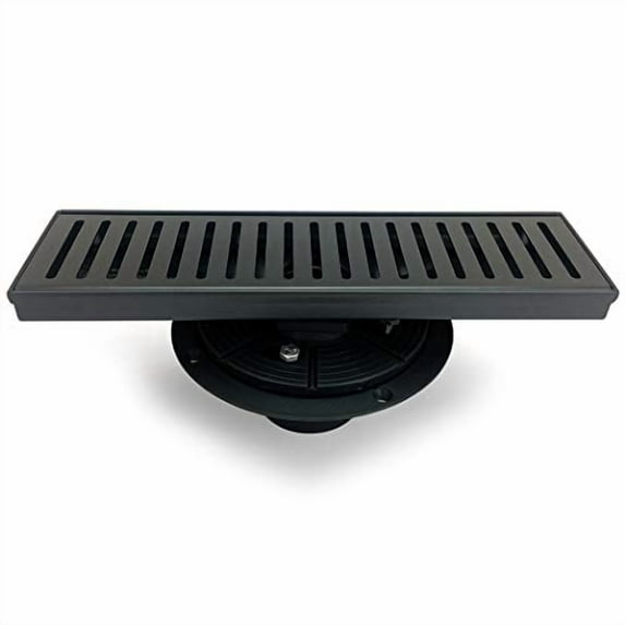 Neodrain 12-Inch Linear Shower Drain with Removable Capsule Pattern Grate, Black Color with Shower Drain Base,304 Stainless Steel Shower Floor Drain, with Hair Strainer