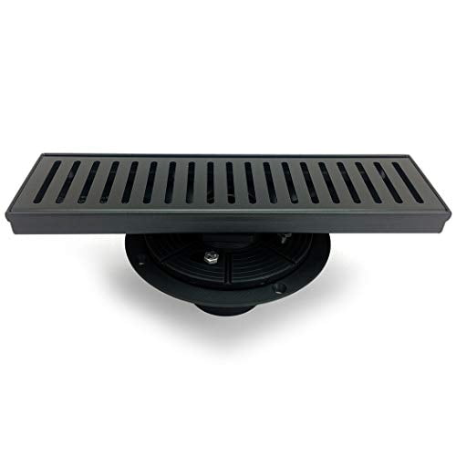 12-Inch Black Stainless Steel Linear Shower Drain with Removable Grate